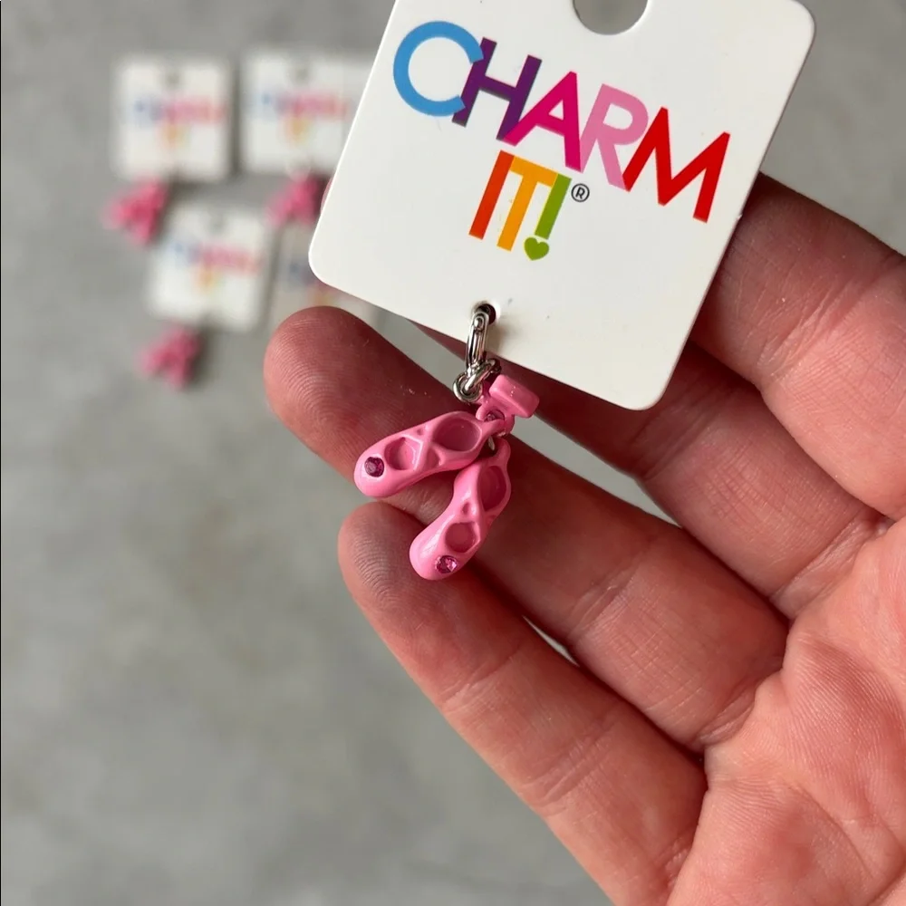 NWT - Charm It! Pink Ballet Slippers Necklace/Bracelet Charms, set of 6